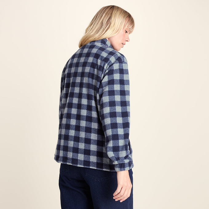 Firan Womens Fleece Jacket - Grey Melange/Navy Gingham