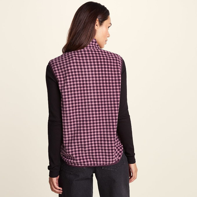 Firth Womens Gingham Midweight Microfleece Gilet - Mauve Gingham