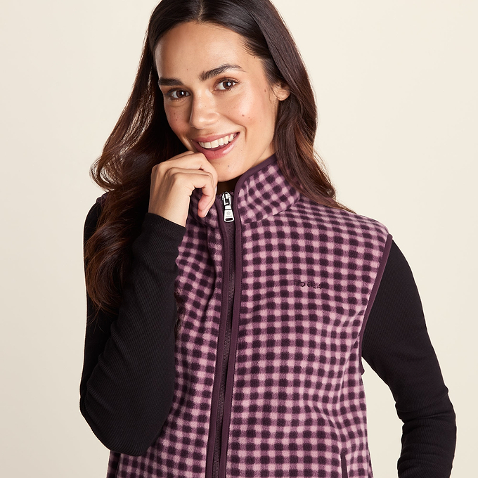 Firth Womens Gingham Midweight Microfleece Gilet - Mauve Gingham