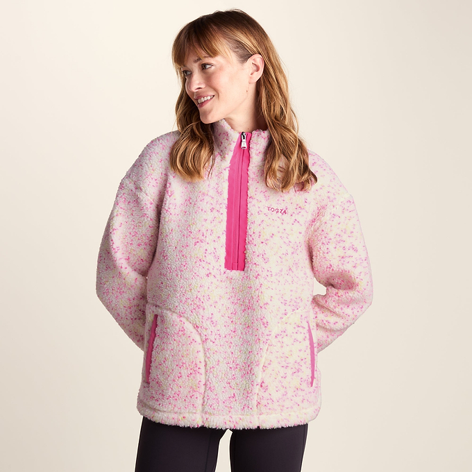 Flossie Womens Sherpa Zip Neck Fleece - Vanilla Nep