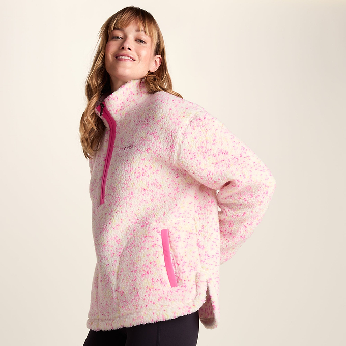 Flossie Womens Sherpa Zip Neck Fleece - Vanilla Nep