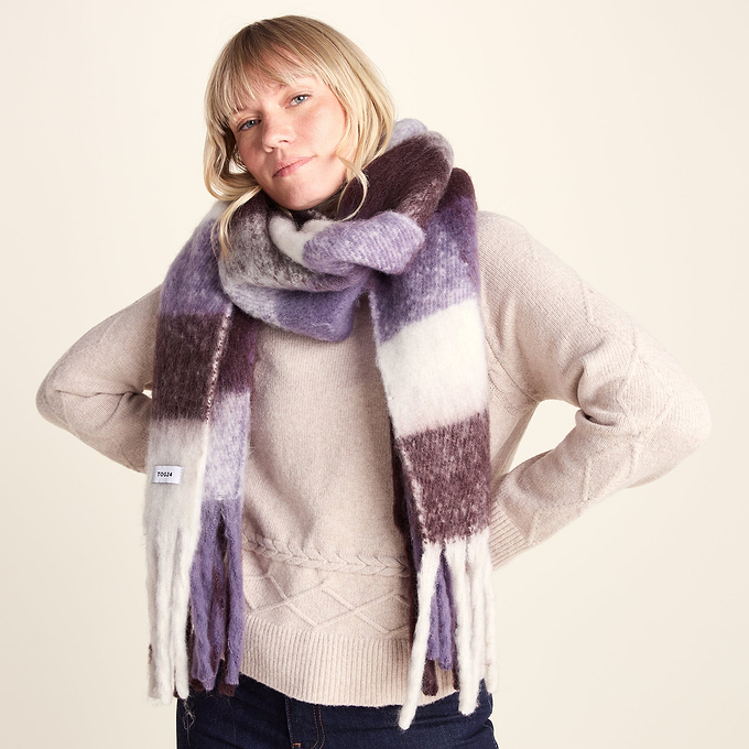 Freda Heavyweight Brushed Checked Blanket Scarf - Huckleberry Check