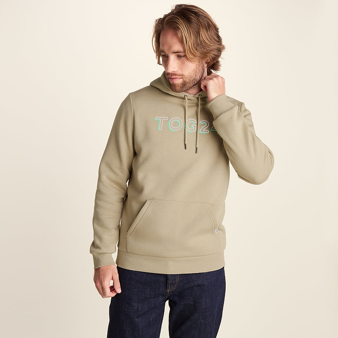 Garsdale Mens Supersoft  Heavyweight Graphic Print Hoodie - Light Sand