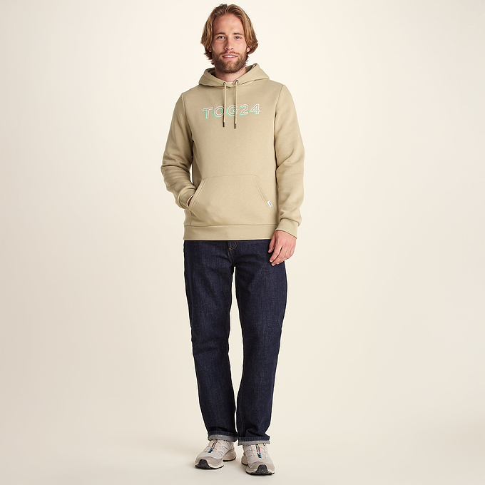 Garsdale Mens Supersoft  Heavyweight Graphic Print Hoodie - Light Sand
