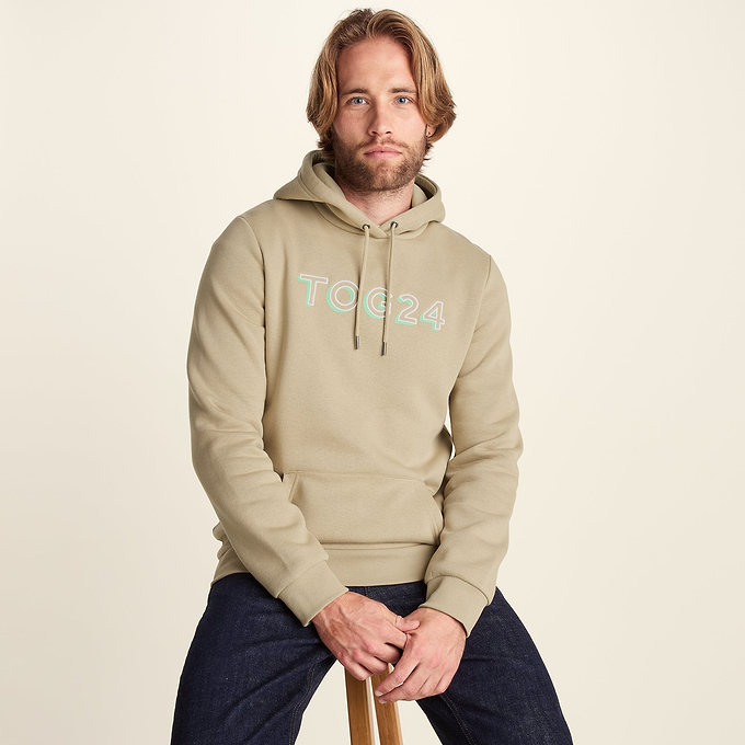 Garsdale Mens Supersoft  Heavyweight Graphic Print Hoodie - Light Sand