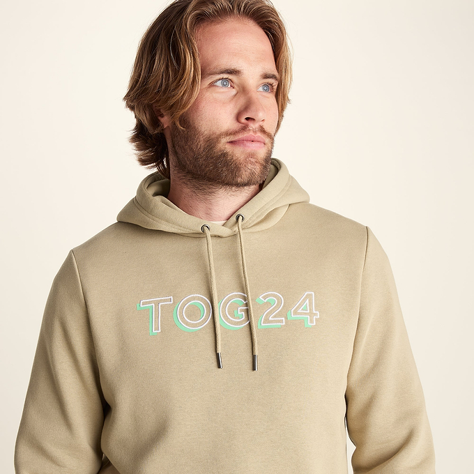 Garsdale Mens Supersoft  Heavyweight Graphic Print Hoodie - Light Sand