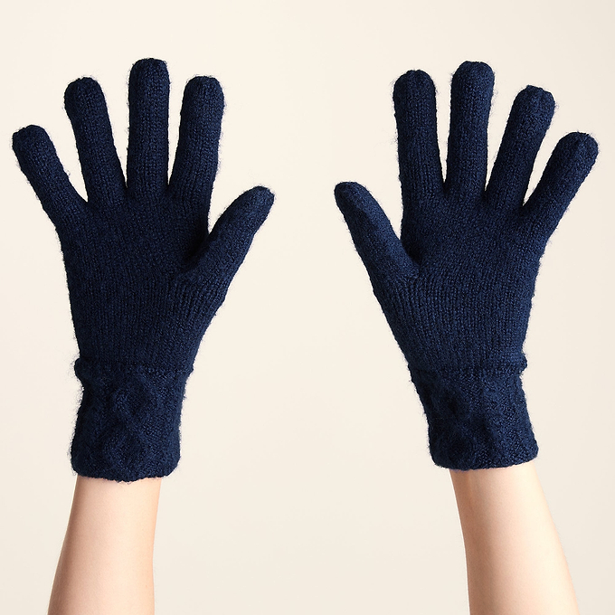 Georgia Supersoft Cable Knit Gloves - Dark Indigo