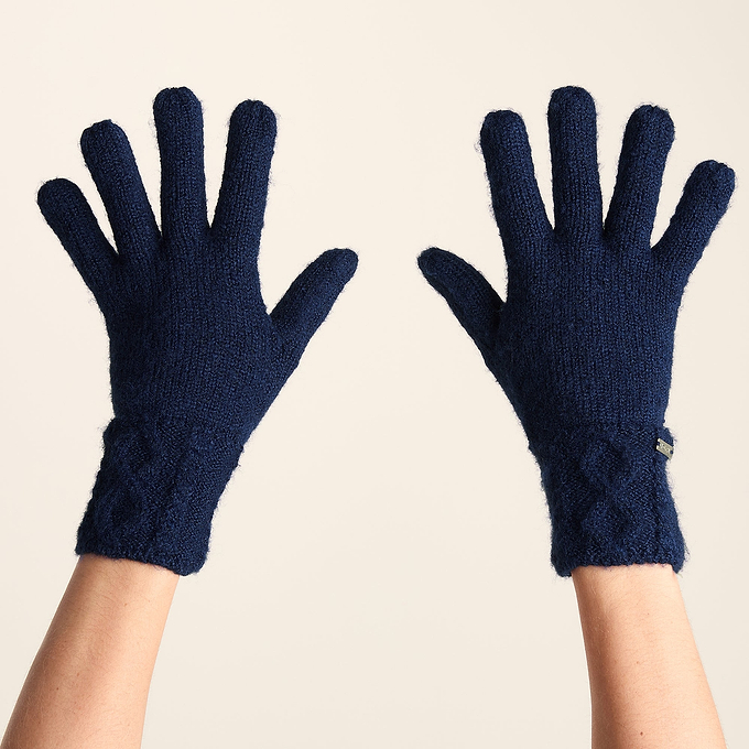 Georgia Supersoft Cable Knit Gloves - Dark Indigo