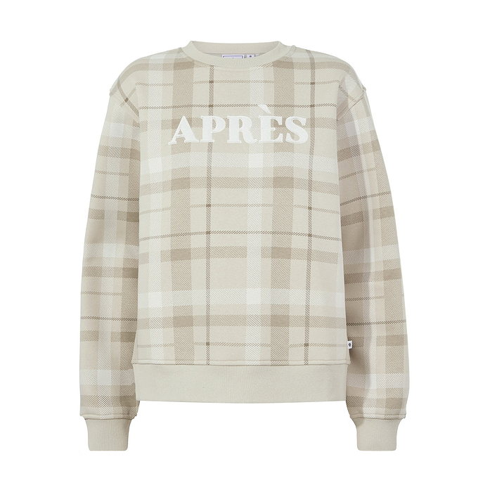 Gina Womens Supersoft Check Print Crew Neck Sweatshirt - Simply Taupe Check