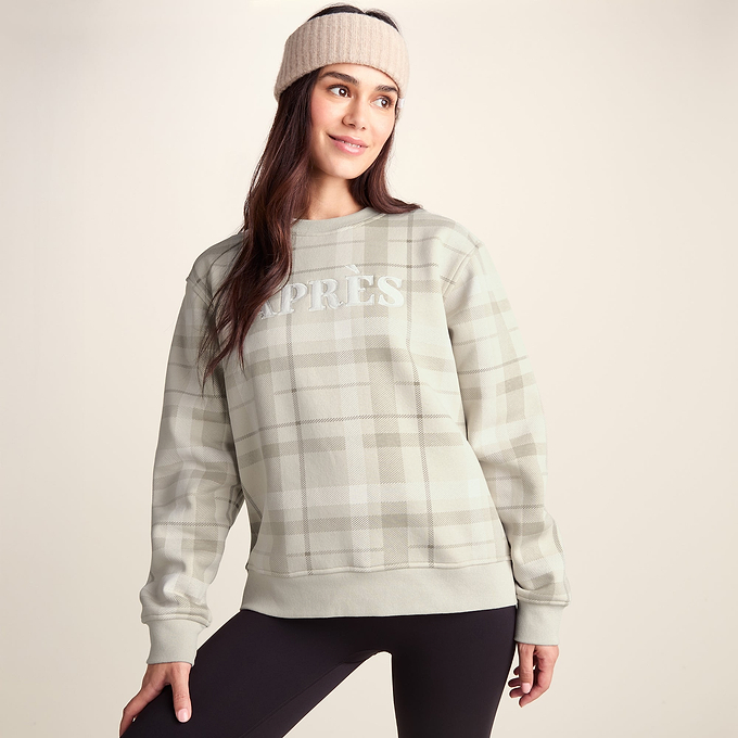Gina Womens Supersoft Check Print Crew Neck Sweatshirt - Simply Taupe Check