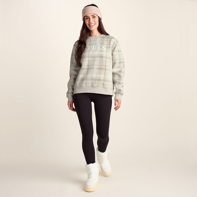 Gina Womens Supersoft Check Print Crew Neck Sweatshirt - Simply Taupe Check