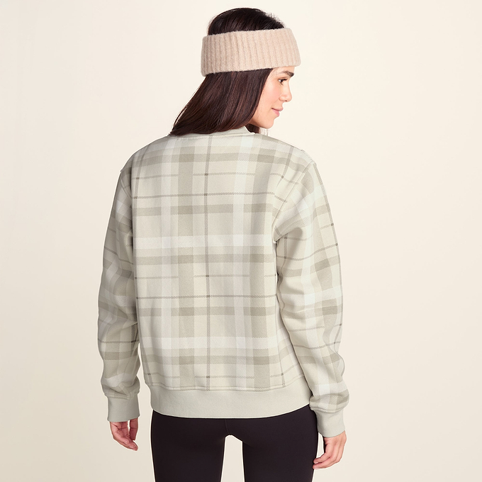Gina Womens Supersoft Check Print Crew Neck Sweatshirt - Simply Taupe Check