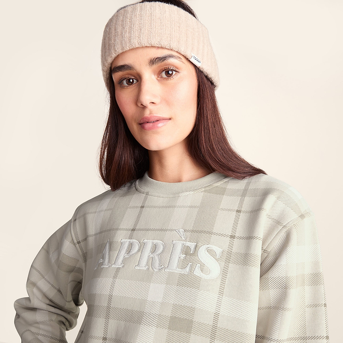 Gina Womens Supersoft Check Print Crew Neck Sweatshirt - Simply Taupe Check