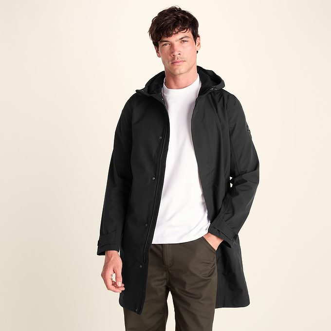 Glenton Mens Long Waterproof Jacket - Black