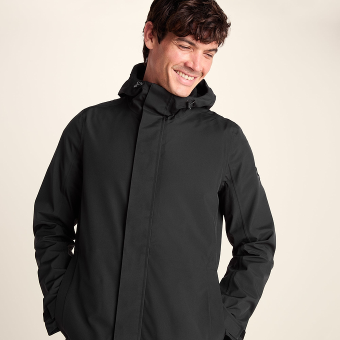 Glenton Mens Long Waterproof Jacket - Black