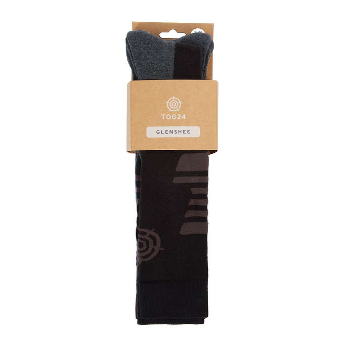 Glenshee Mens 3 Pack Technical Ski Socks - Black/Chocolate Brown/Smokey Blue