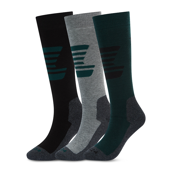 Glenshee Mens 3 Pack Technical Ski Socks - Dark Grey Marl/Midnight Green/Lt Grey Marl