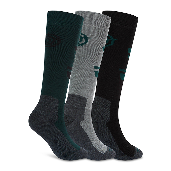 Glenshee Mens 3 Pack Technical Ski Socks - Dark Grey Marl/Midnight Green/Lt Grey Marl