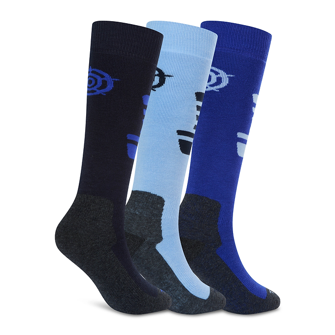 Glenshee Womens 3 Pack Technical Ski Socks - Dark Indigo/Cobalt Blue/Powder Blue