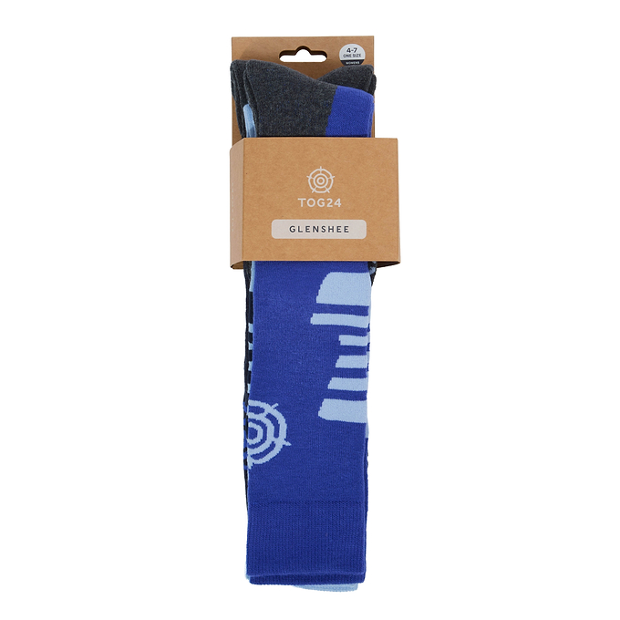 Glenshee Womens 3 Pack Technical Ski Socks - Dark Indigo/Cobalt Blue/Powder Blue