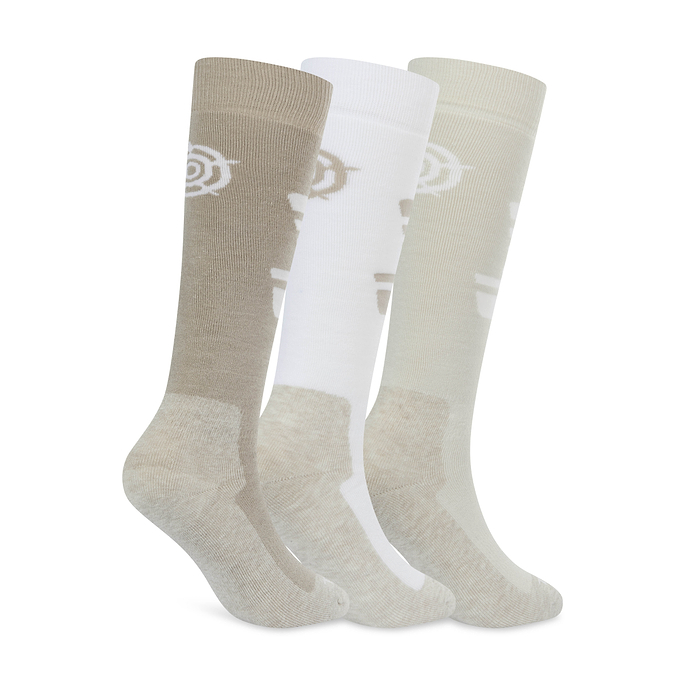 Glenshee Womens 3 Pack Technical Ski Socks - Simply Taupe/Vanilla/Optic White