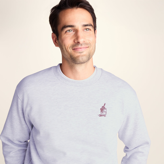 Graft Mens Supersoft Graphic Print Crew Neck Sweatshirt - Light Grey Melange