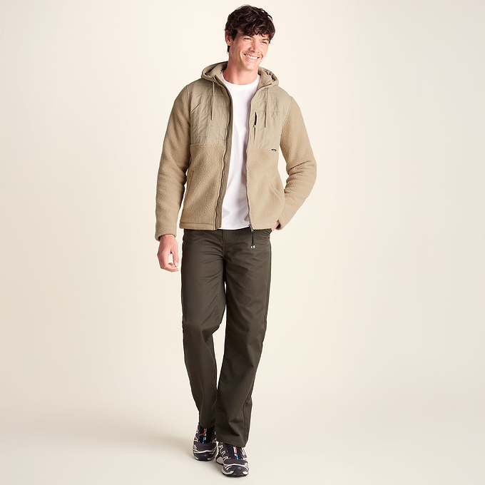 Hare Mens Padded Sherpa Hooded Jacket - Light Sand