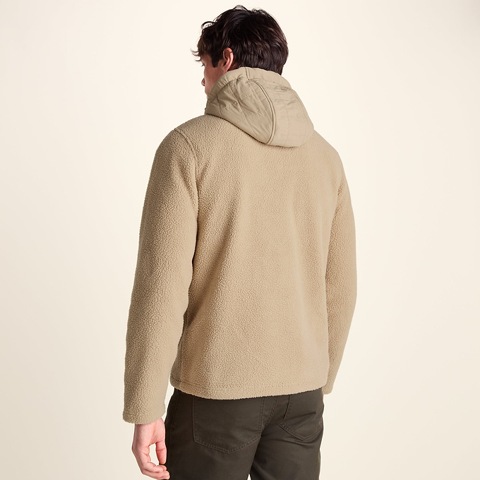 Hare Mens Padded Sherpa Hooded Jacket - Light Sand