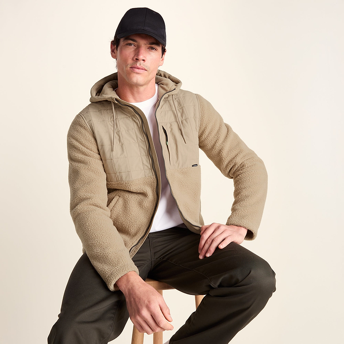 Hare Mens Padded Sherpa Hooded Jacket - Light Sand