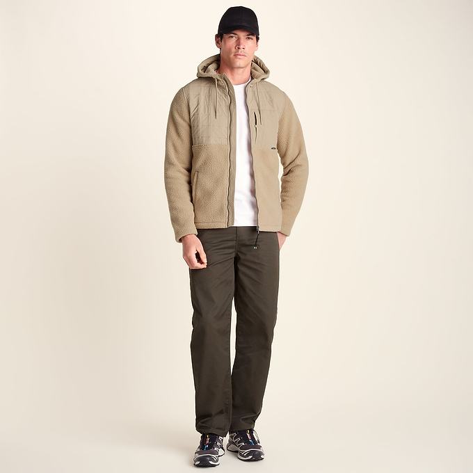 Hare Mens Padded Sherpa Hooded Jacket - Light Sand