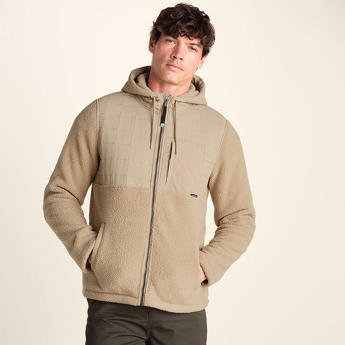 Hare Mens Padded Sherpa Hooded Jacket - Light Sand