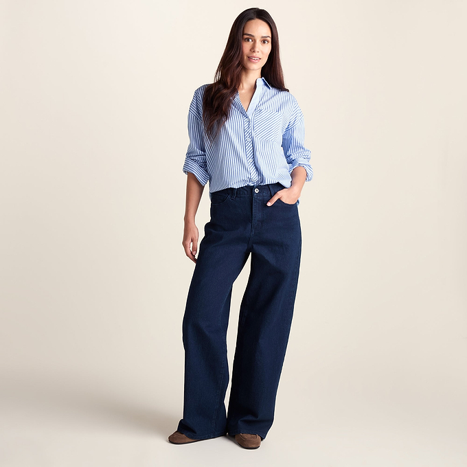 Harriet Womens High Rise Wide Leg Jeans - Indigo Blue