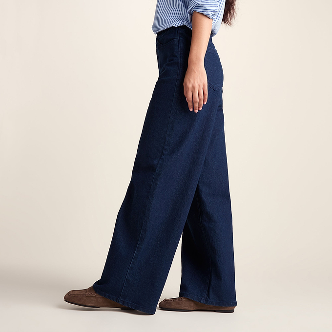 Harriet Womens High Rise Wide Leg Jeans - Indigo Blue