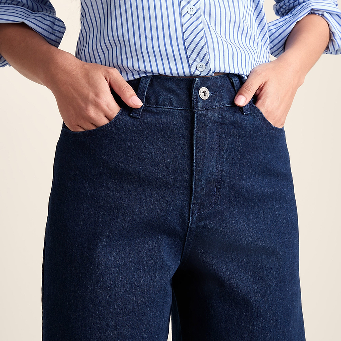 Harriet Womens High Rise Wide Leg Jeans - Indigo Blue