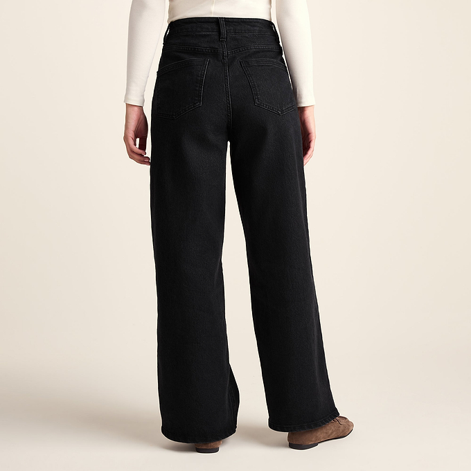Harriet Womens High Rise Wide Leg Jeans - Black Denim