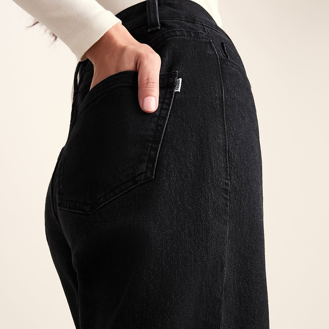 Harriet Womens High Rise Wide Leg Jeans - Black Denim