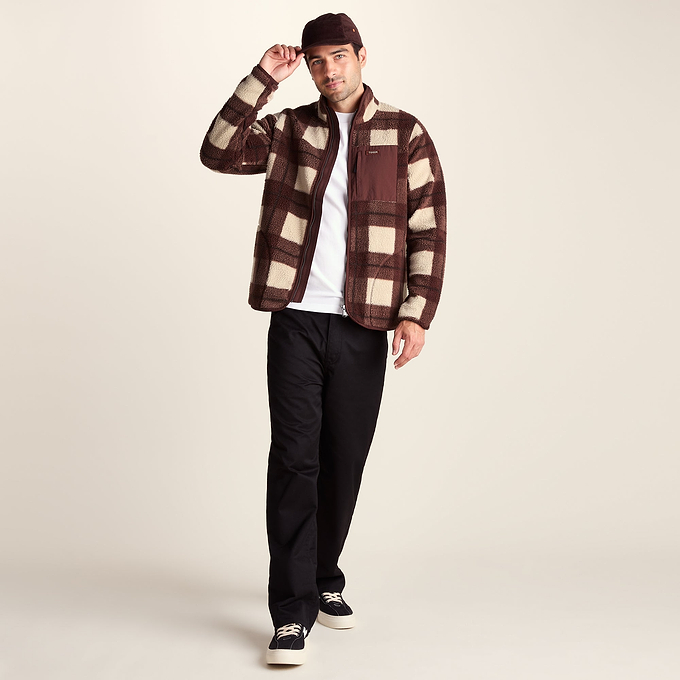 Haxwell Mens Sherpa Fleece - Chestnut Brown Check