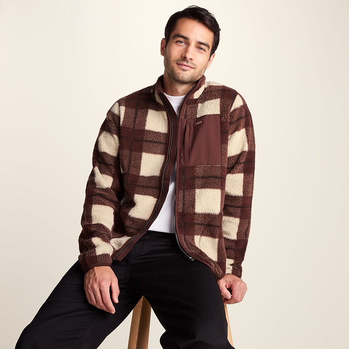 Haxwell Mens Sherpa Fleece - Chestnut Brown Check