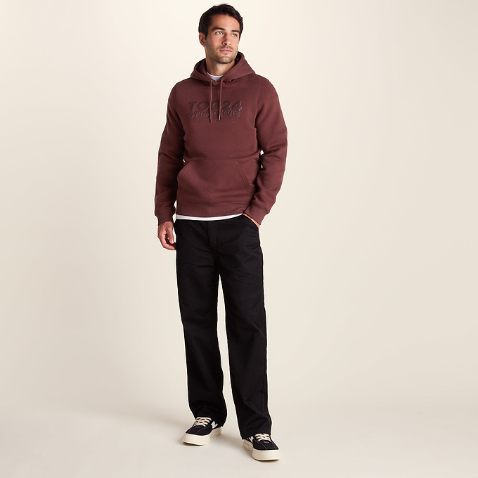 Hazelhurst Mens Supersoft Heavyweight Graphic Print Hoodie - Burnt Caramel
