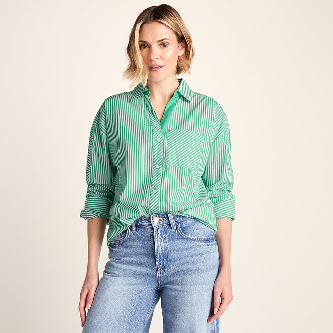 Helena Womens Oversized 100% Cotton Long Sleeve Shirt - Optic White