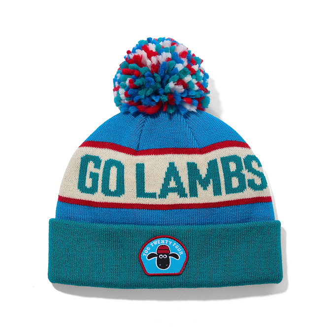 Herik Shaun the Sheep Kids Knitted Beanie Pom Pom Hat - Peacock Green/Bondi Blue
