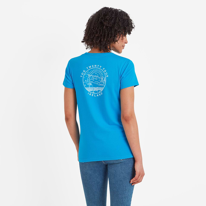 Ireland Womens 100% Cotton T-Shirt - Azure Blue
