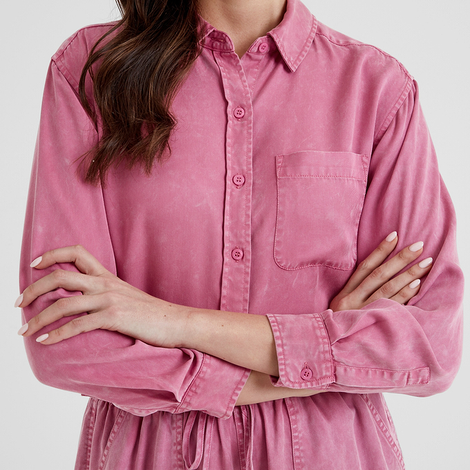 Irena Womens Long Sleeve Shirt - Rose Quartz