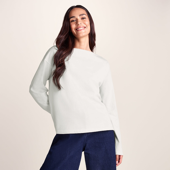 Ivy Womens Supersoft Cotton Boat Neck T-Shirt - Vanilla