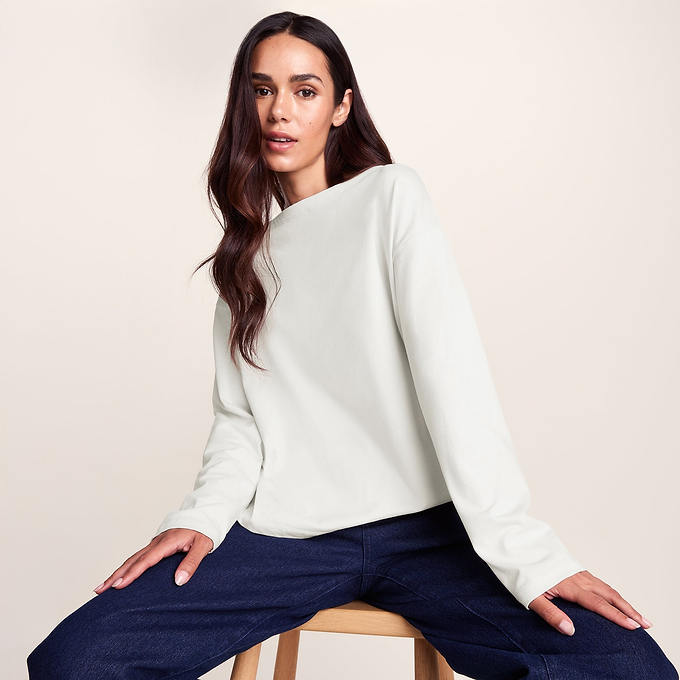 Ivy Womens Supersoft Cotton Boat Neck T-Shirt - Vanilla