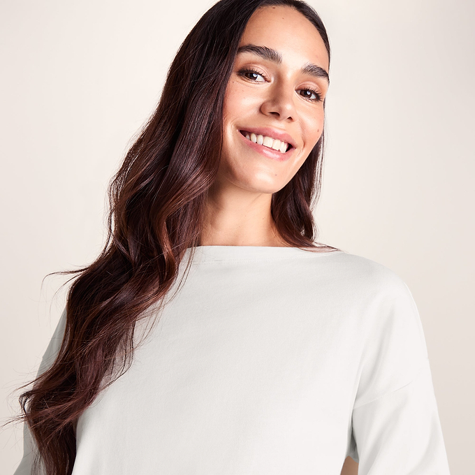 Ivy Womens Supersoft Cotton Boat Neck T-Shirt - Vanilla