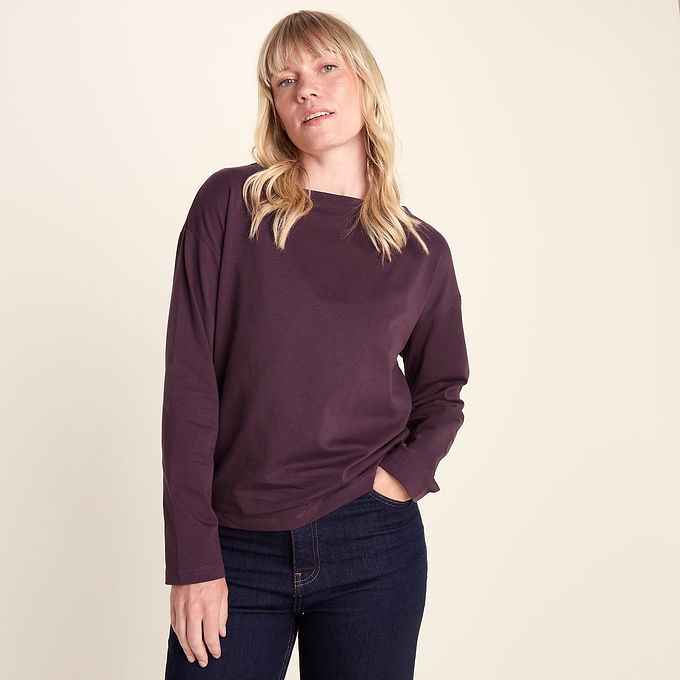 Ivy Womens Supersoft Cotton Boat Neck T-Shirt - Huckleberry