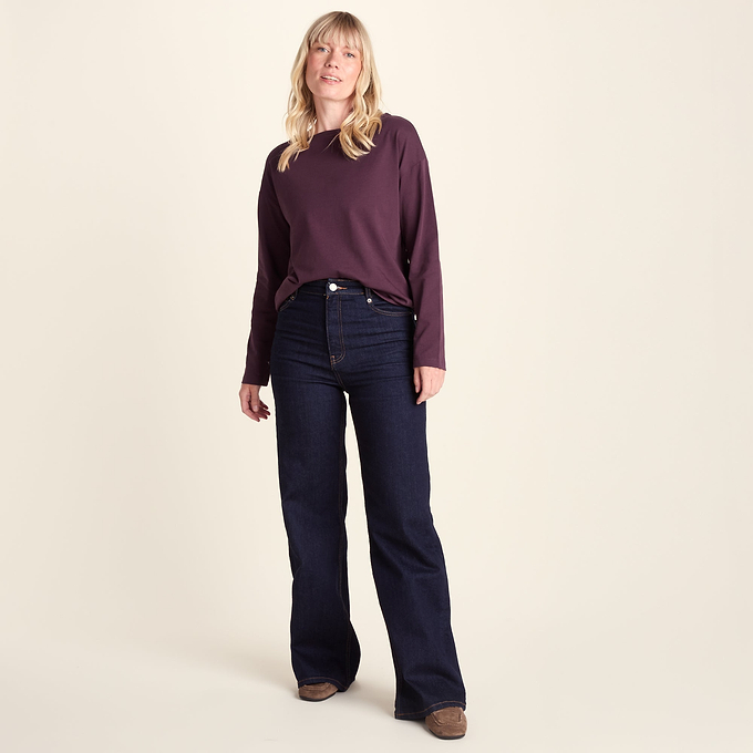 Ivy Womens Supersoft Cotton Boat Neck T-Shirt - Huckleberry