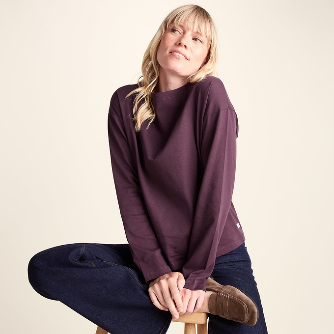 Ivy Womens Supersoft Cotton Boat Neck T-Shirt - Huckleberry