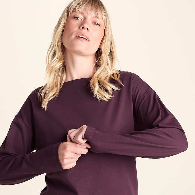 Ivy Womens Supersoft Cotton Boat Neck T-Shirt - Huckleberry